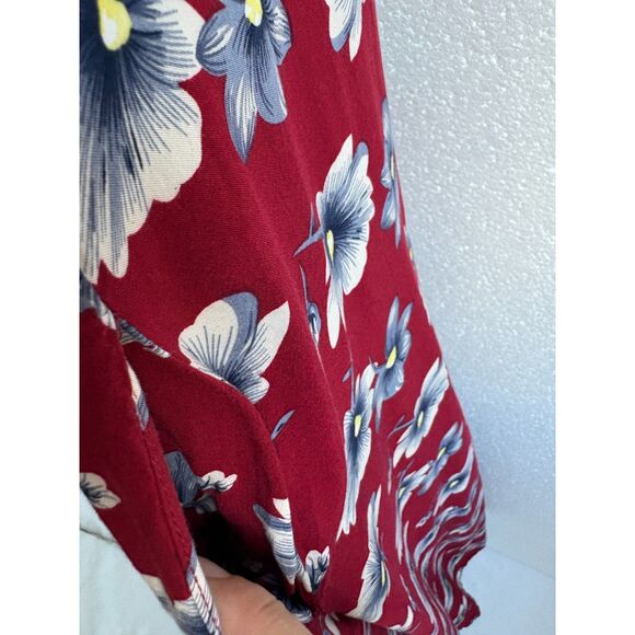 Long Red Maxi Floral Dress Size S Romantic Summer Vacation Feminine Flowers Cute - Picture 6 of 12
